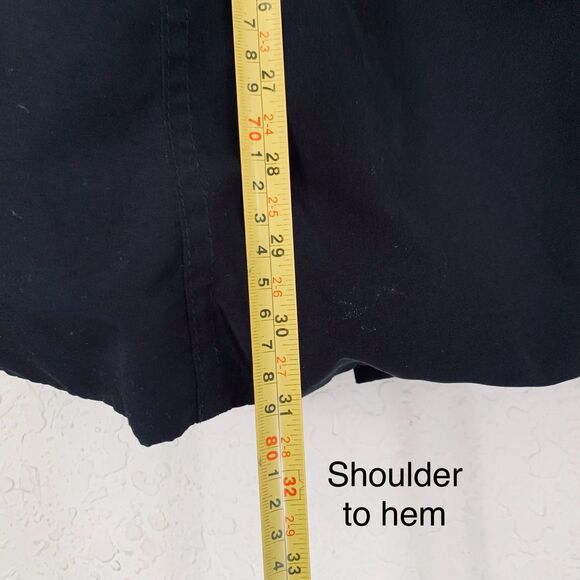 London Fog Women M Black Trench Coat  Button Front Hooded Classic Chic Travel - Picture 9 of 13